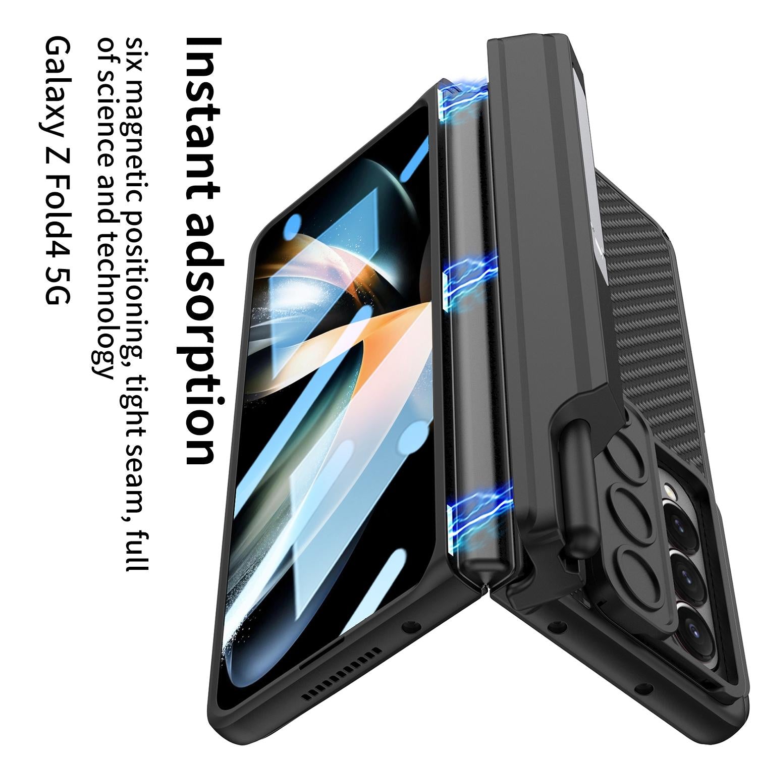 For Samsung Galaxy Z Fold4 5G Magnetic Leather Flip Case With Holder - Silver 3