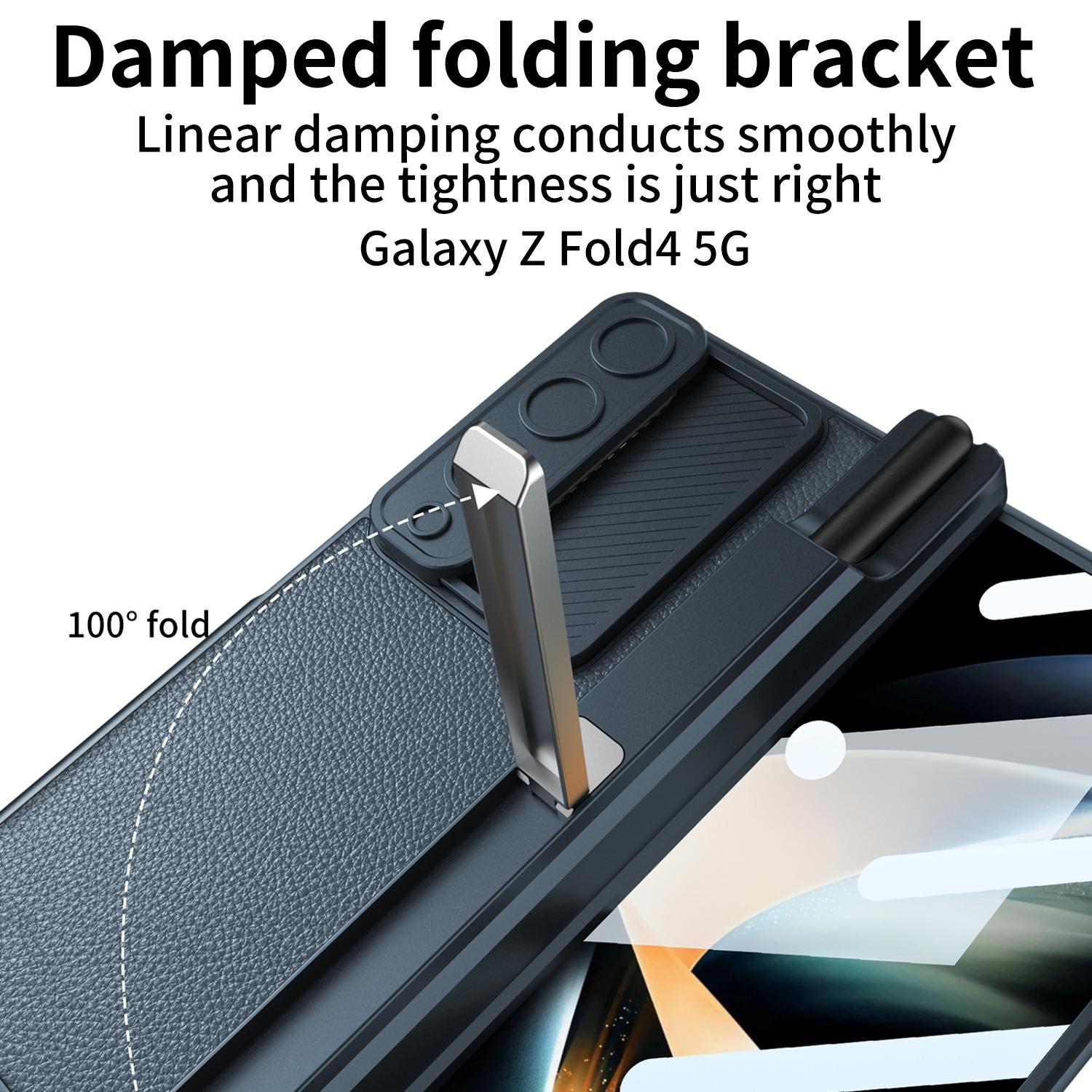 For Samsung Galaxy Z Fold4 5G Magnetic Leather Flip Case With Holder - Silver 6