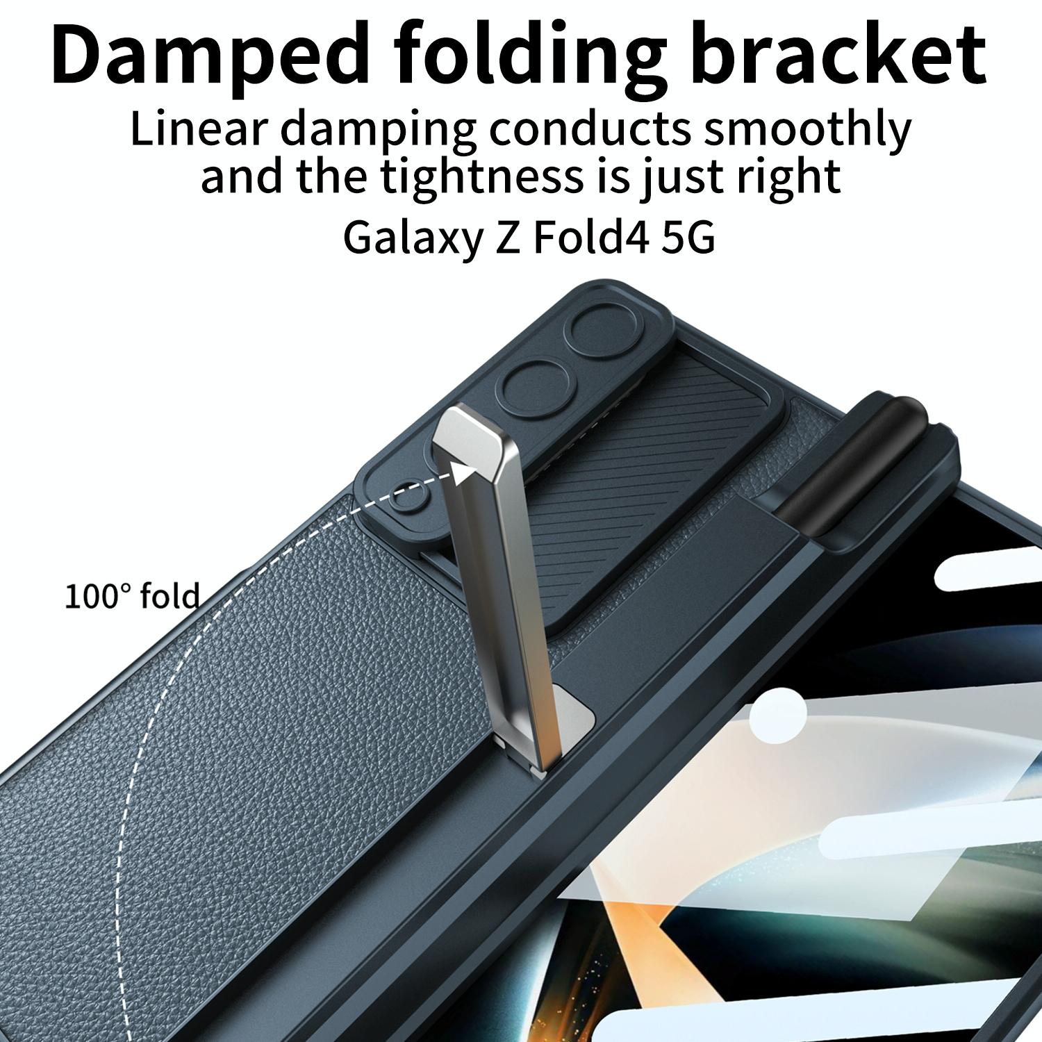 For Samsung Galaxy Z Fold4 5G Magnetic Leather Flip Case With Holder - Silver 10