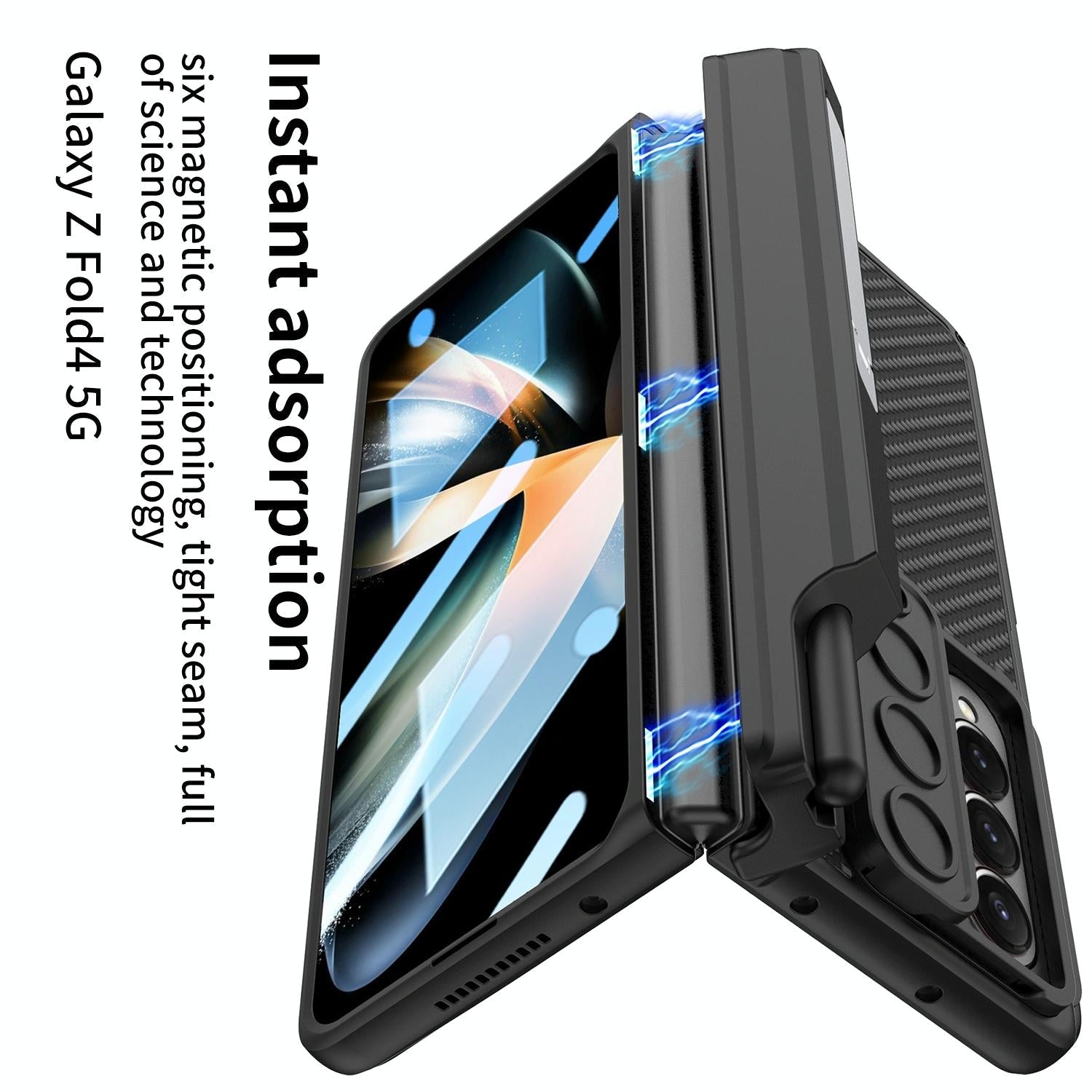 For Samsung Galaxy Z Fold4 5G Magnetic Leather Flip Case With Holder - Silver 12