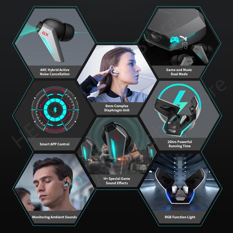 Wireless Waterproof Bluetooth Gaming Earbuds - Dustproof - Cosmic Gray 4