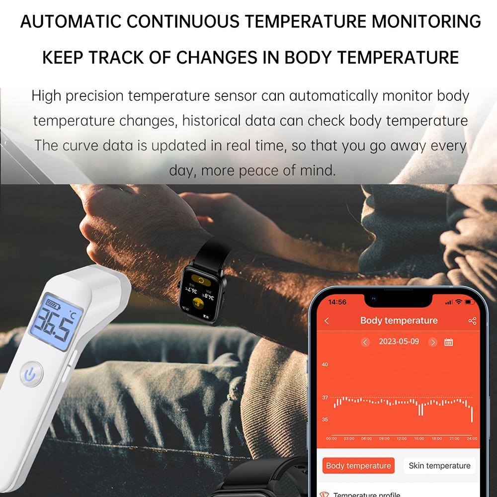 1.91 Inch Ip67 Waterproof Silicone Band Smart Watch Support Ecg / Non-Invasive Blood Glucose Measurement - Red 9