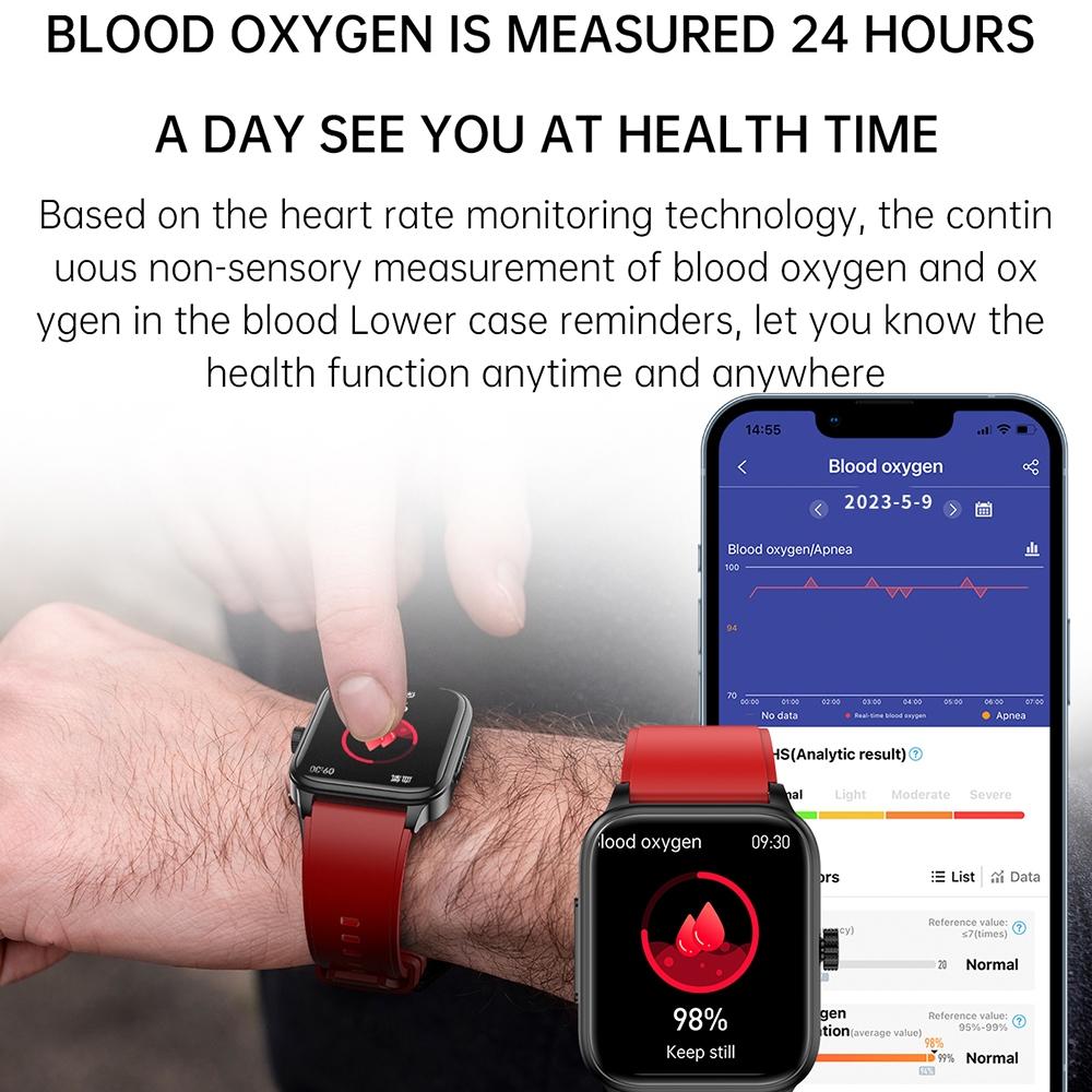 1.91 Inch Ip67 Waterproof Silicone Band Smart Watch Support Ecg / Non-Invasive Blood Glucose Measurement - Red 11