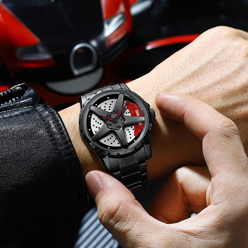 Waterproof Multifunctional Men Watch with Durable Dial - White Steel-Red 8