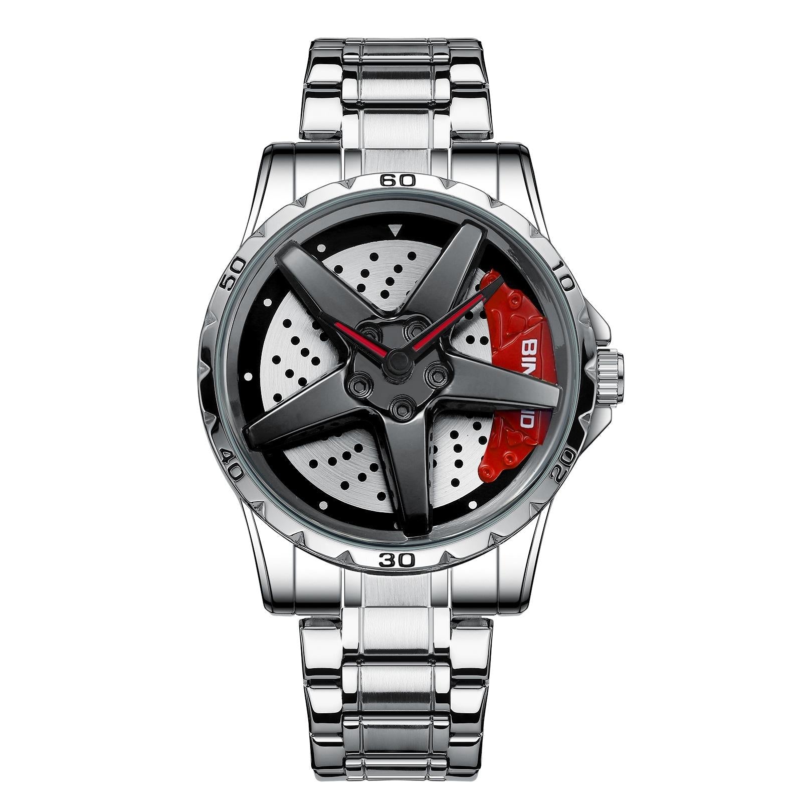 Waterproof Multifunctional Men Watch with Durable Dial - White Steel-Red 13
