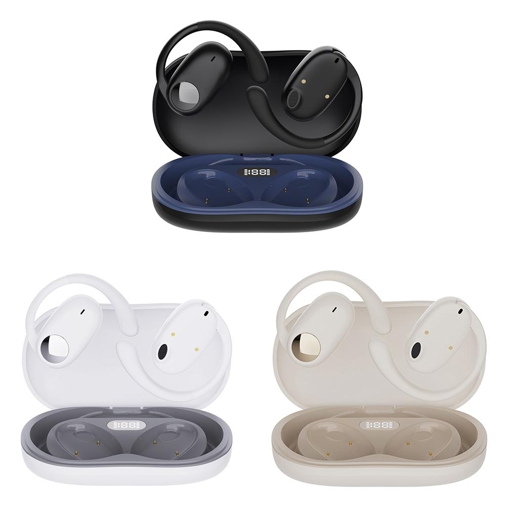 Wireless Dual-mic Bluetooth Earphones with Noise Reduction and Led Display - Skin-Colour 3