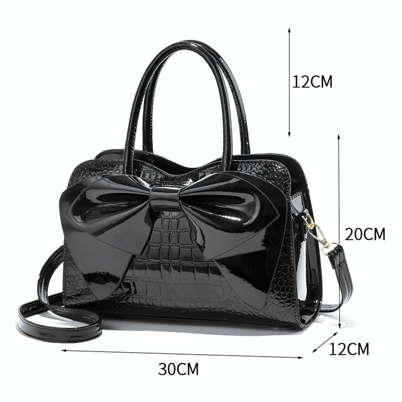 Leather Ladies Handbag - Bright Bow Design - Khaki 4