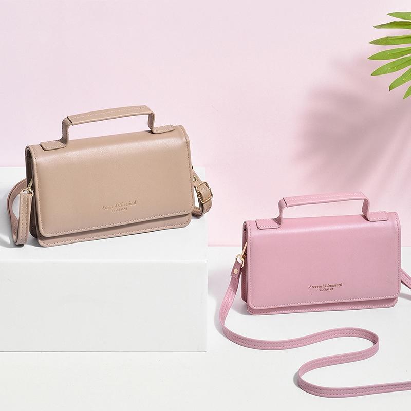 Versatile Small Square Shoulder Phone Bag - Compact & Functional - Pink 3