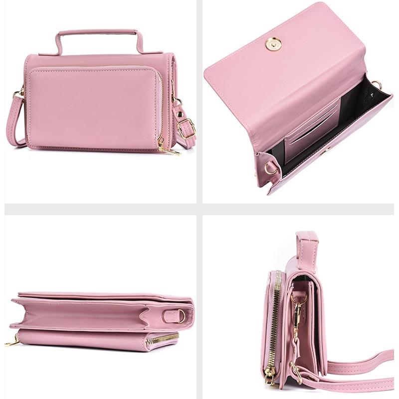 Versatile Small Square Shoulder Phone Bag - Compact & Functional - Pink 6