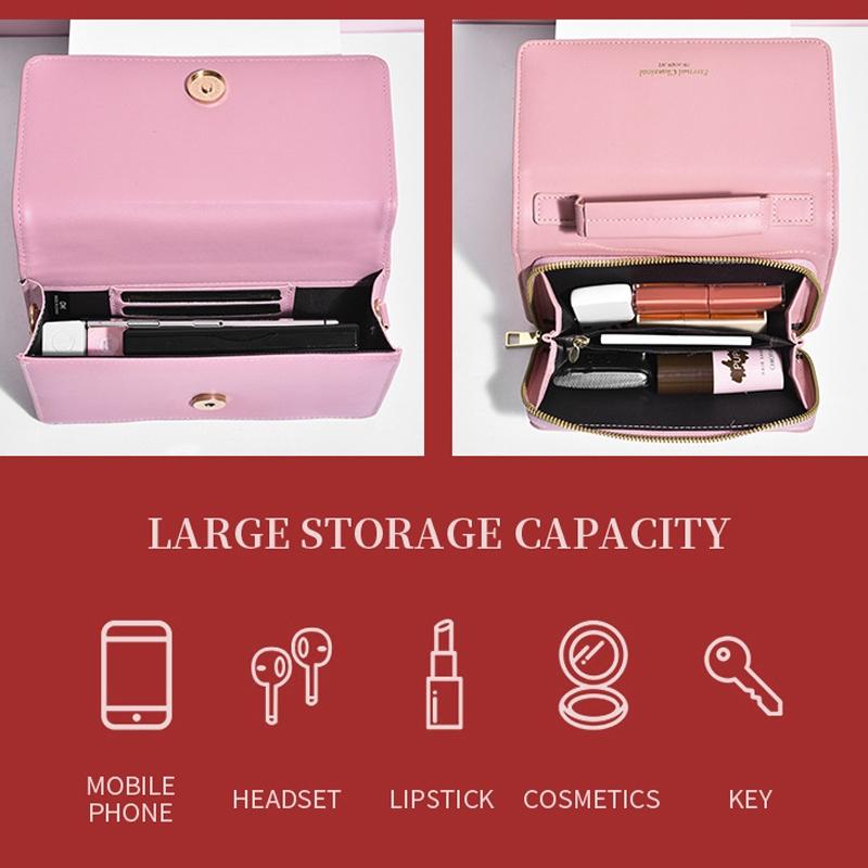 Versatile Small Square Shoulder Phone Bag - Compact & Functional - Pink 8