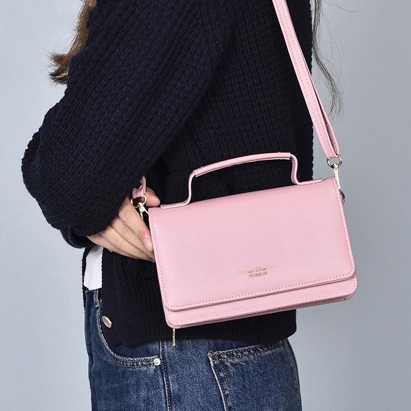 Versatile Small Square Shoulder Phone Bag - Compact & Functional - Pink 9