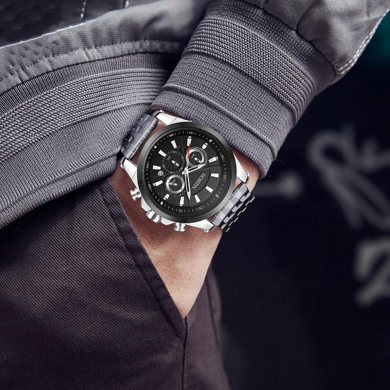 Multifunctional Steel Strap Men Watch - Fashionable Quartz - Rose Gold Blue 7