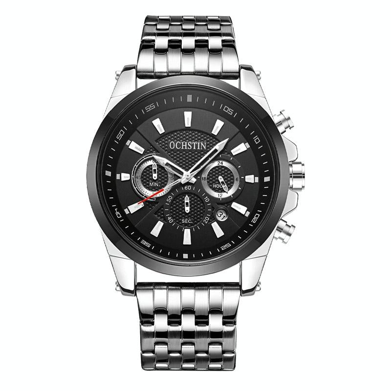 Multifunctional Steel Strap Men Watch - Fashionable Quartz - Rose Gold Blue 13