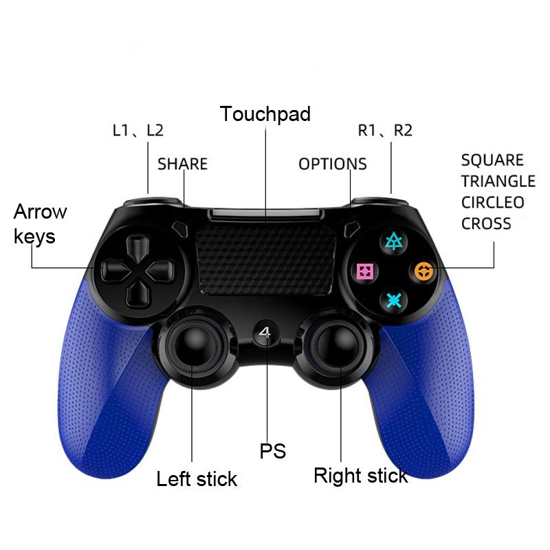 Wireless Bluetooth Gamepad for Ps4 - Dual Vibration Touch Screen Light Audio - 2 Pcs - Black 5