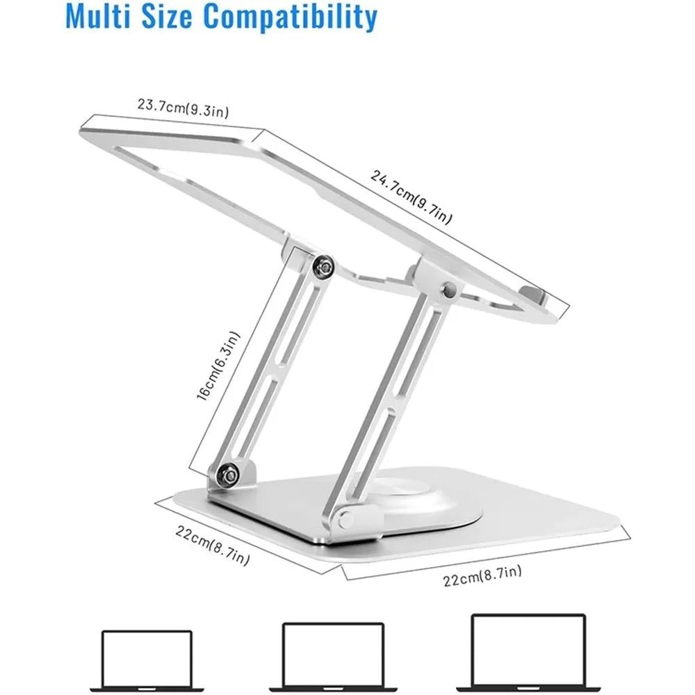 360 Degree Rotating Laptop Stand - Foldable Aluminum Bracket - Gray 5