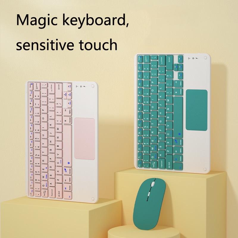 Portable 9.7 Tablet Keyboard With Bluetooth Touchpad & Mouse Set For Ipad - Green + Mouse 6