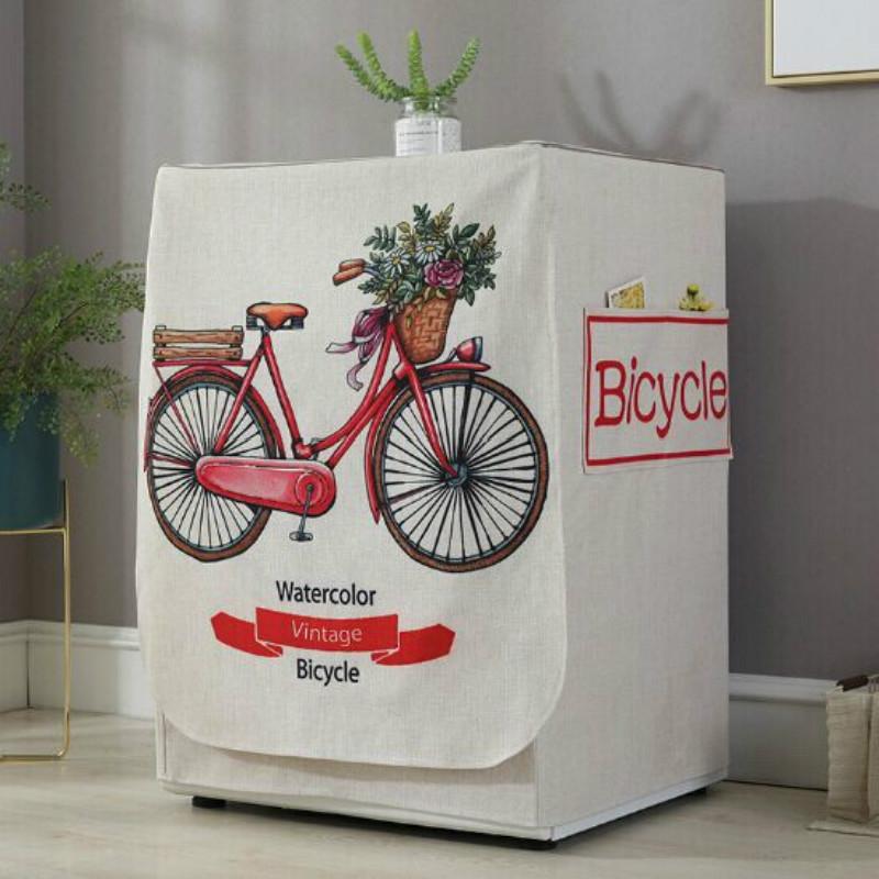 Cartoon Cotton Linen Drum Roller Washing Machine Dust Cover - 83x60x60cm Size - Bee 13