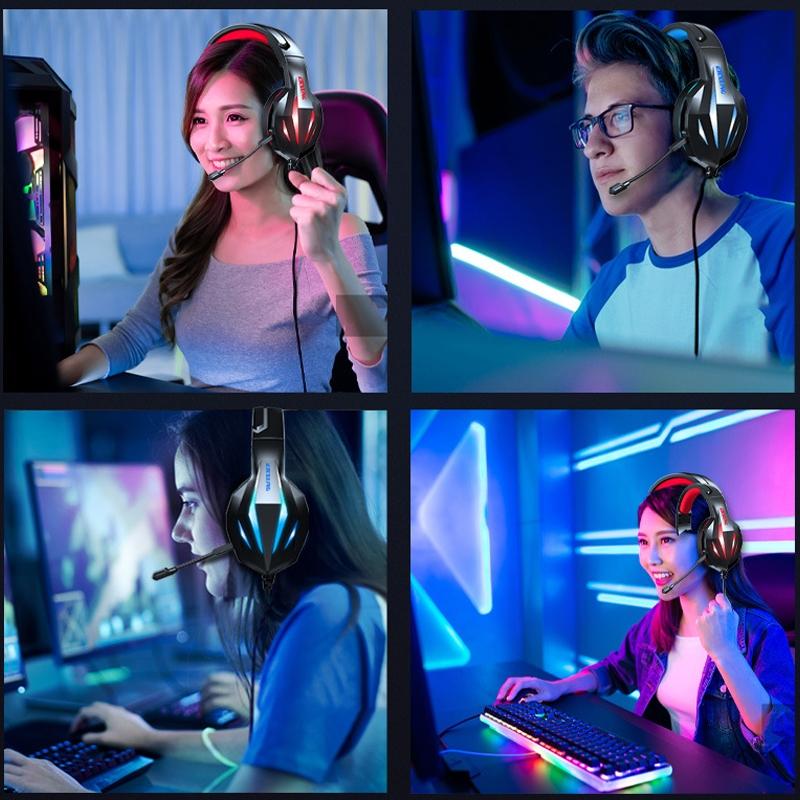 Wire-Controlled Gaming Headset With Mic Pink 13