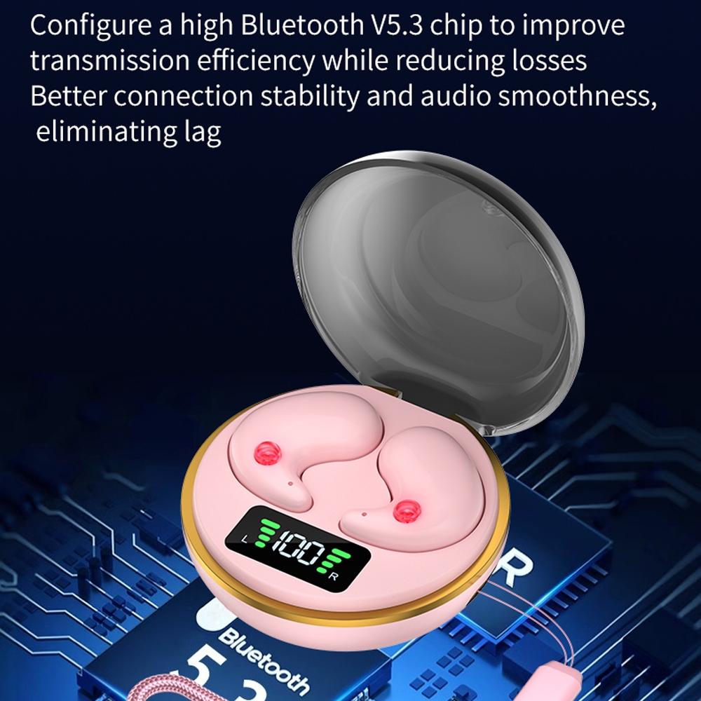 Mini Invisible Bluetooth Earphones with Charging Case - Pink 6