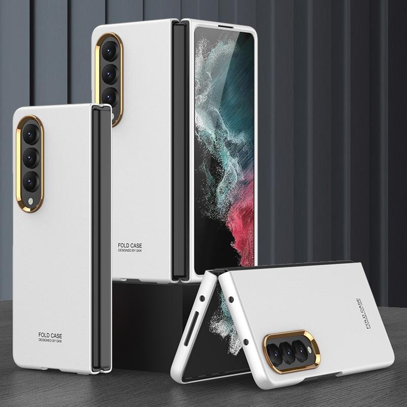 For Samsung Galaxy Z Fold4 5G Electroplating Lens Frame Case - Ultra Thin - White 8