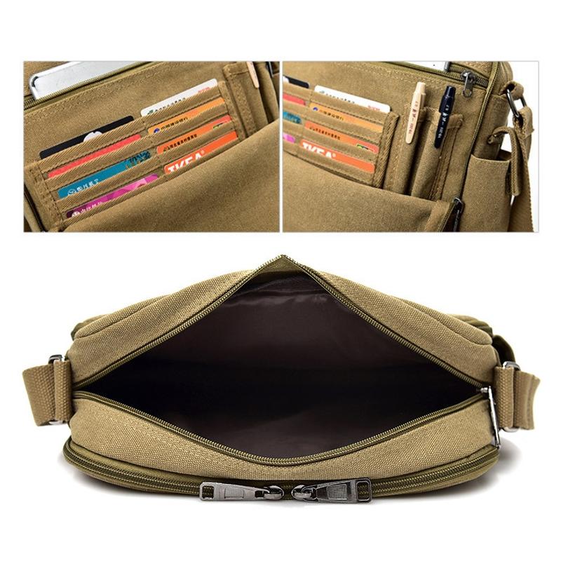 Men Vintage Canvas Single Shoulder Bag - Brown 4