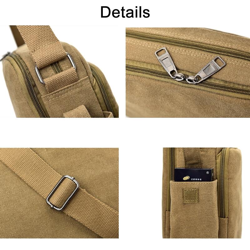 Men Vintage Canvas Single Shoulder Bag - Brown 5