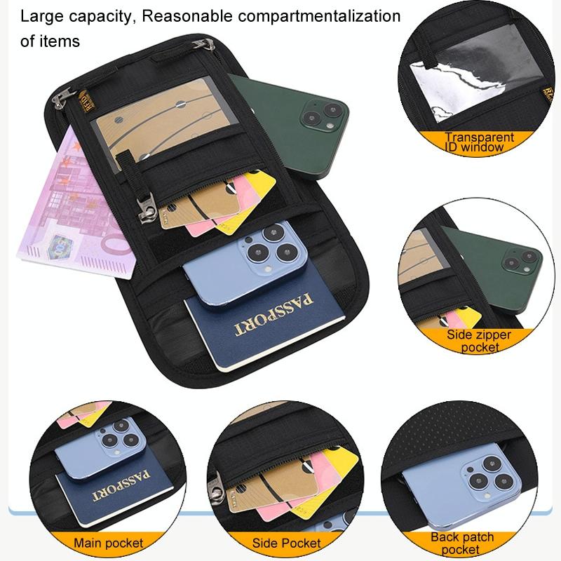 Secure Neck Bag for Passport and Phone - Multi-functional - Grey 4