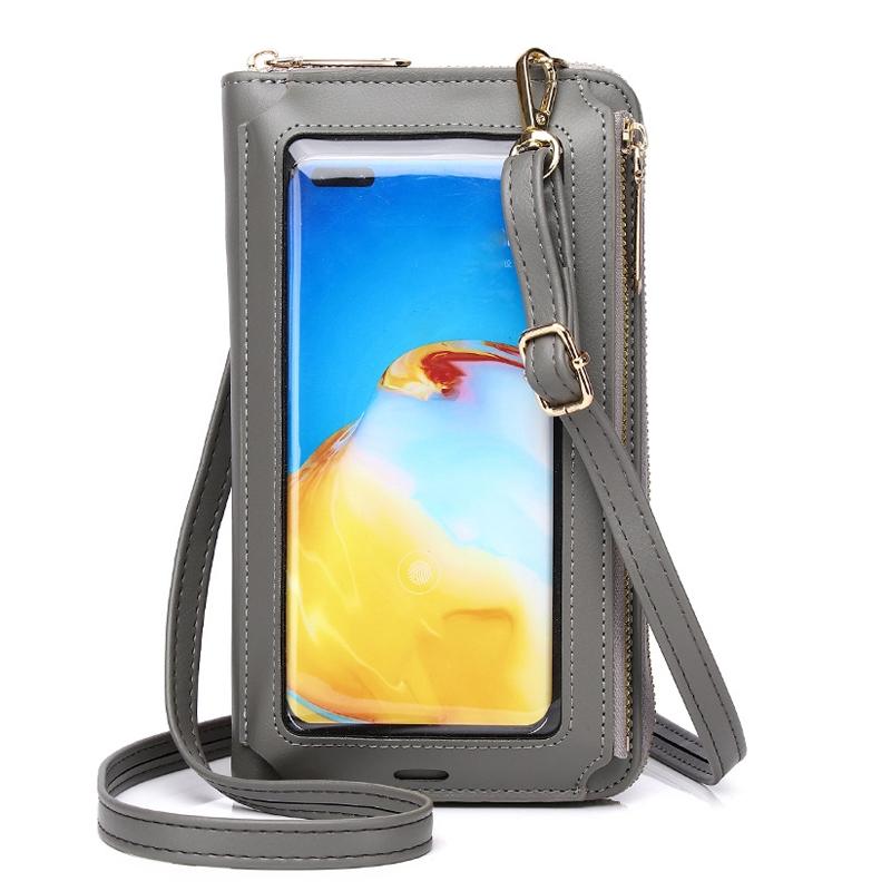 Touch Screen Cross Body Phone Bag Large Capacity - Black 12