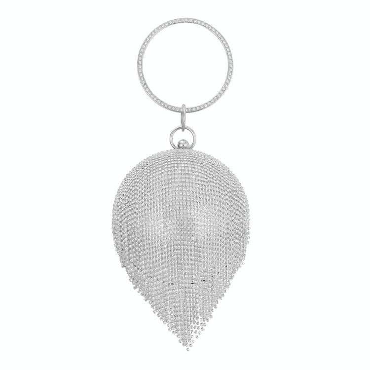 Crystal Tassel Clutch for Weddings and Parties - Silver Crystal Bag 3