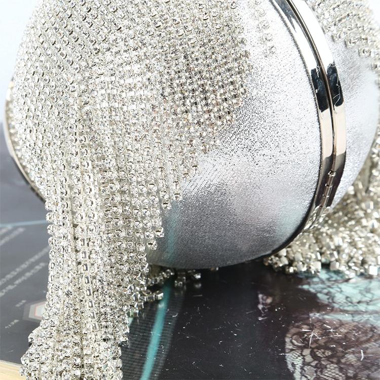 Crystal Tassel Clutch for Weddings and Parties - Silver Crystal Bag 6