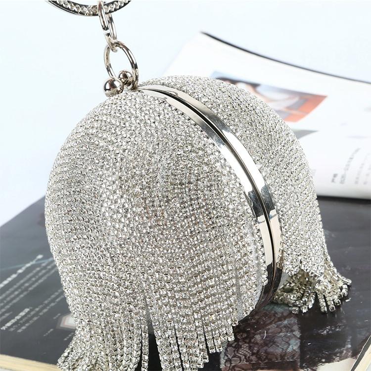 Crystal Tassel Clutch for Weddings and Parties - Silver Crystal Bag 11
