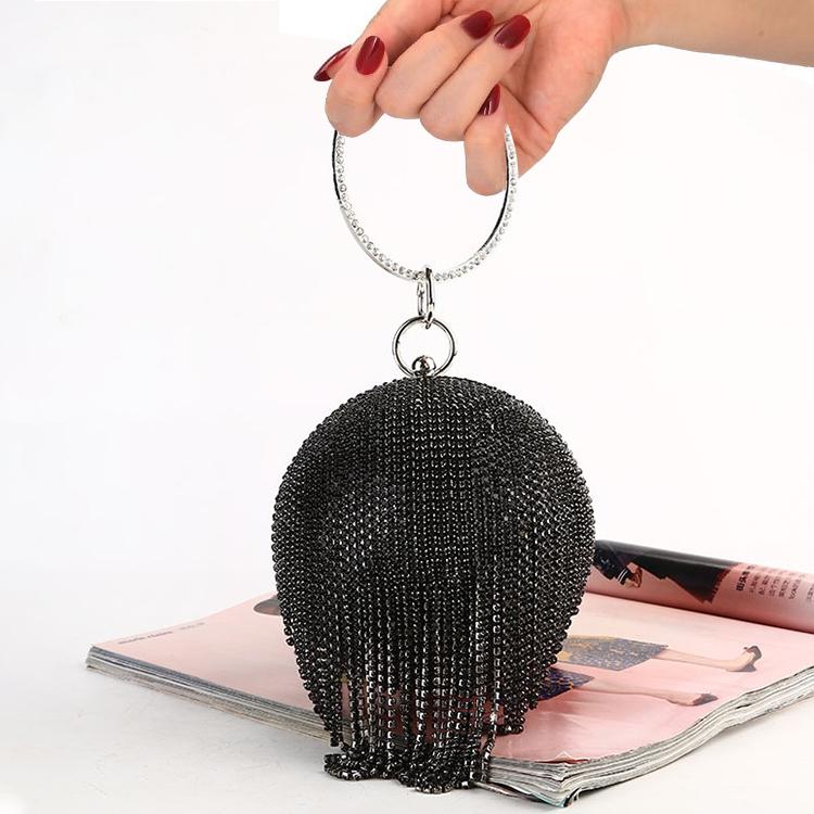Crystal Tassel Clutch for Weddings and Parties - Silver Crystal Bag 14