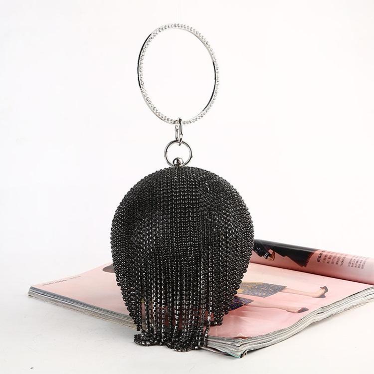 Crystal Tassel Clutch for Weddings and Parties - Silver Crystal Bag 15