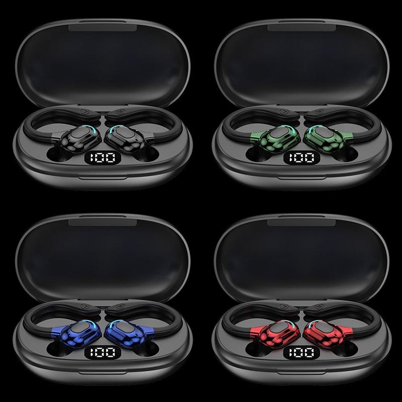 Wireless Bluetooth Earphones with Charging Case - F8 - Green Double Ear 3
