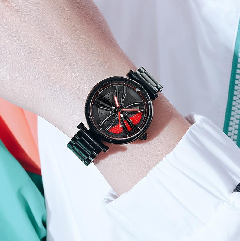 Stylish Steel Band Quartz Watch for Couples - Rose Gold 8