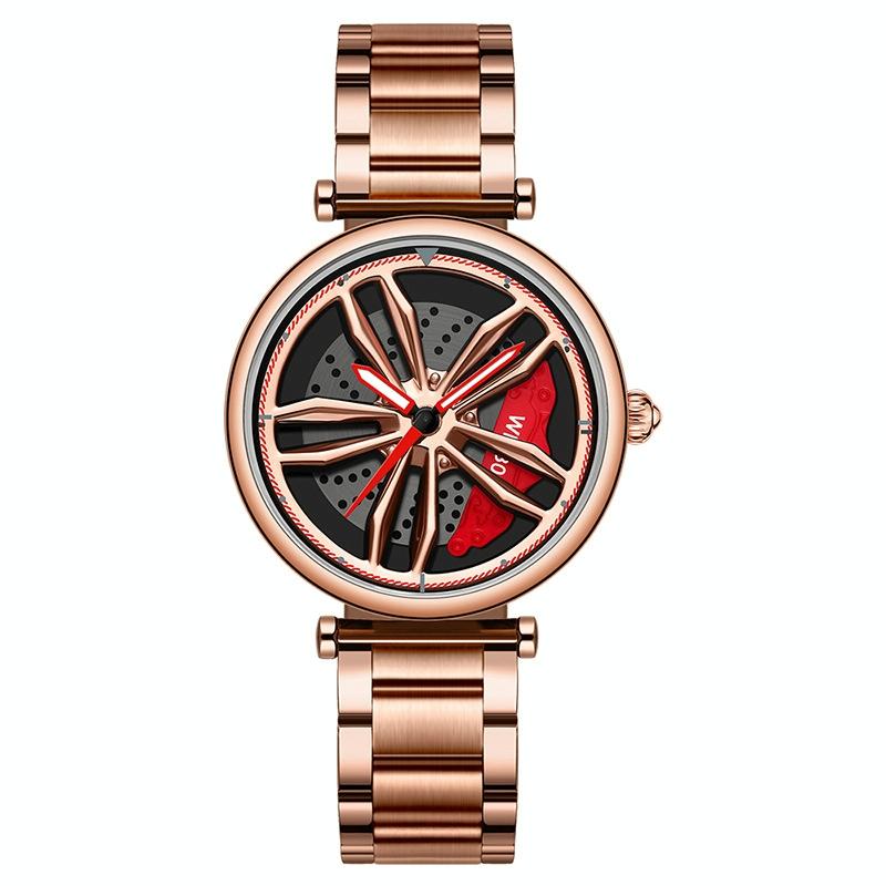 Stylish Steel Band Quartz Watch for Couples - Rose Gold 9