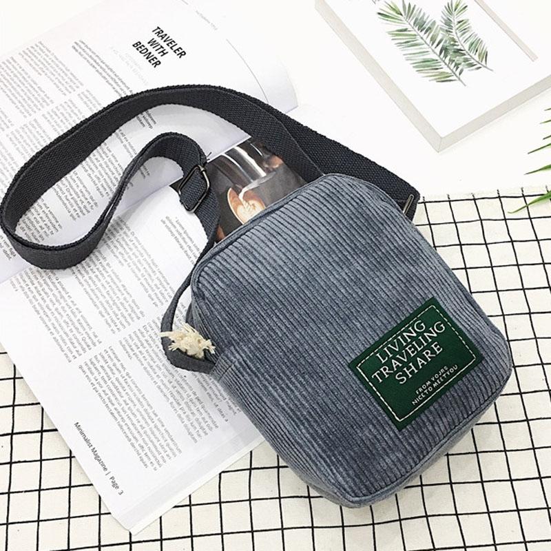 Striped Velvet Crossbody Bag Versatile & Simple - Grey 10