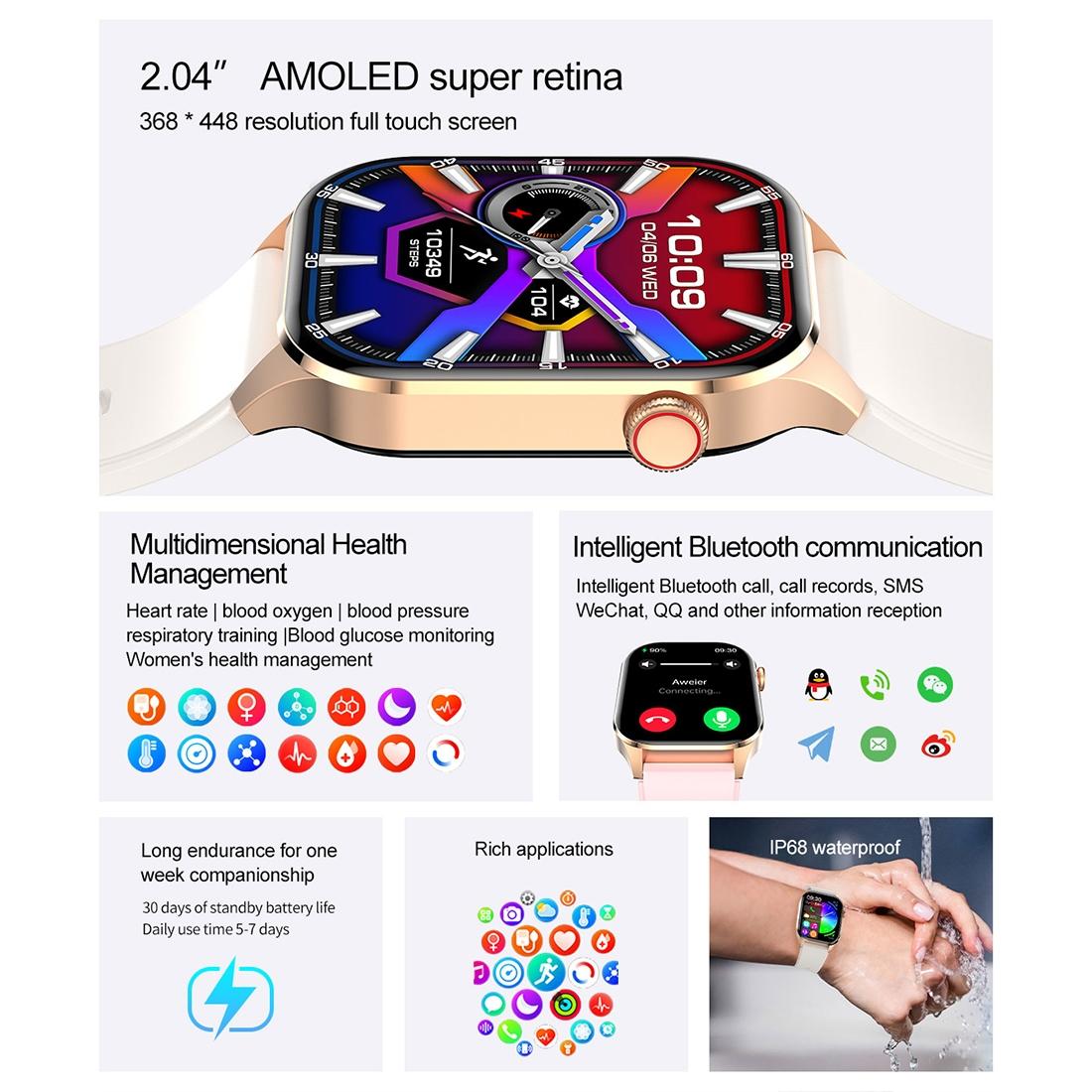 Waterproof Smart Watch With Bluetooth And Blood Oxygen Monitoring - Ip68 - Blue 10