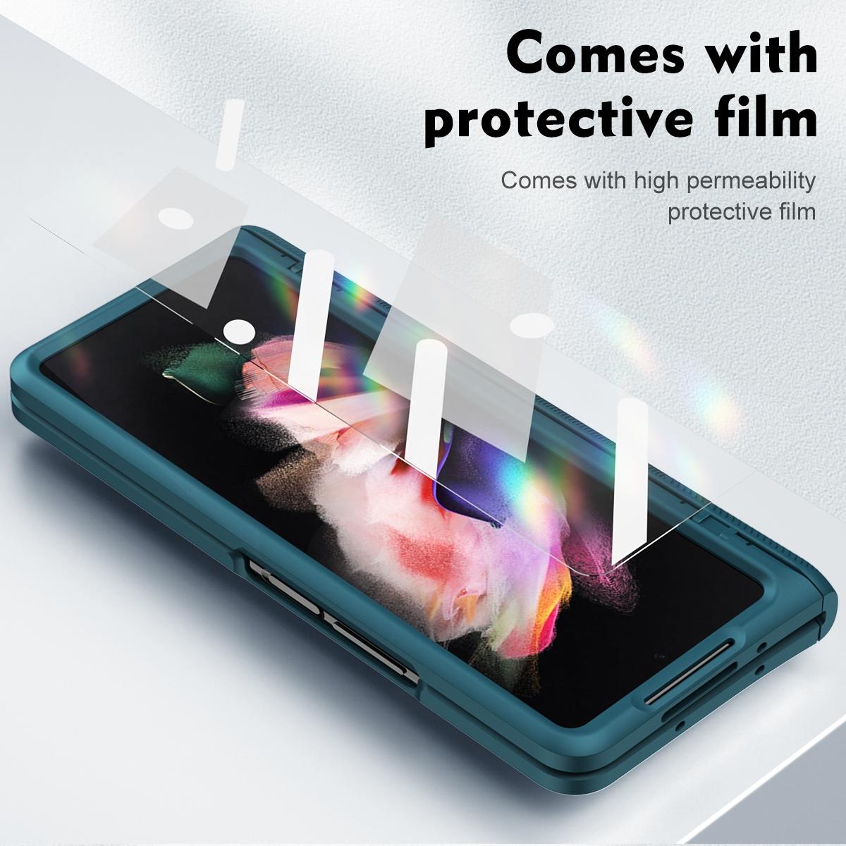 For Samsung Galaxy Z Fold4 5G Shockproof Secure Hinge Phone Case - Blue 11