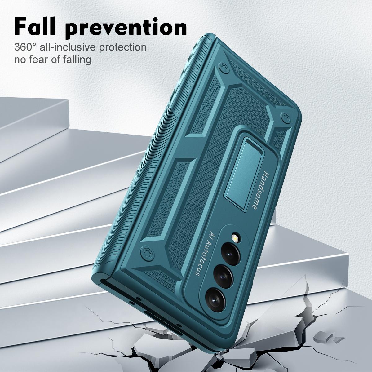For Samsung Galaxy Z Fold4 5G Shockproof Secure Hinge Phone Case - Blue 13