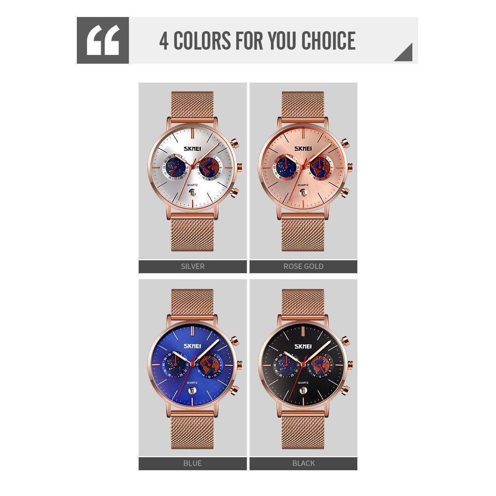 Men Stainless Steel Quartz Watch with Map Pattern Calendar - 9231 - Blue 3