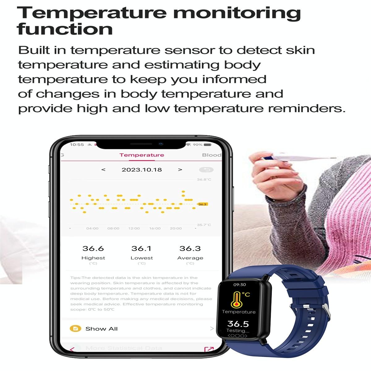 Smart Health Monitoring Watch With Colour Screen - Pink 9
