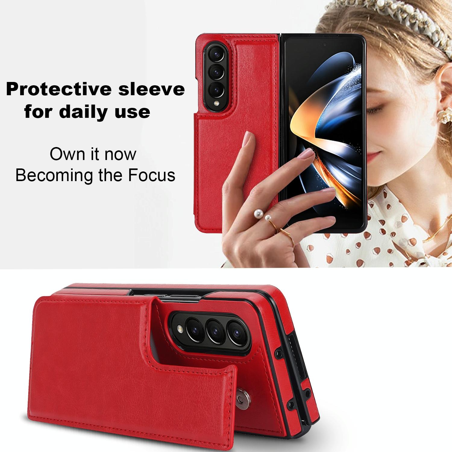 For Samsung Galaxy Z Fold4 5G Full Coverage Double Buckle Phone Case - Rose Gold 6