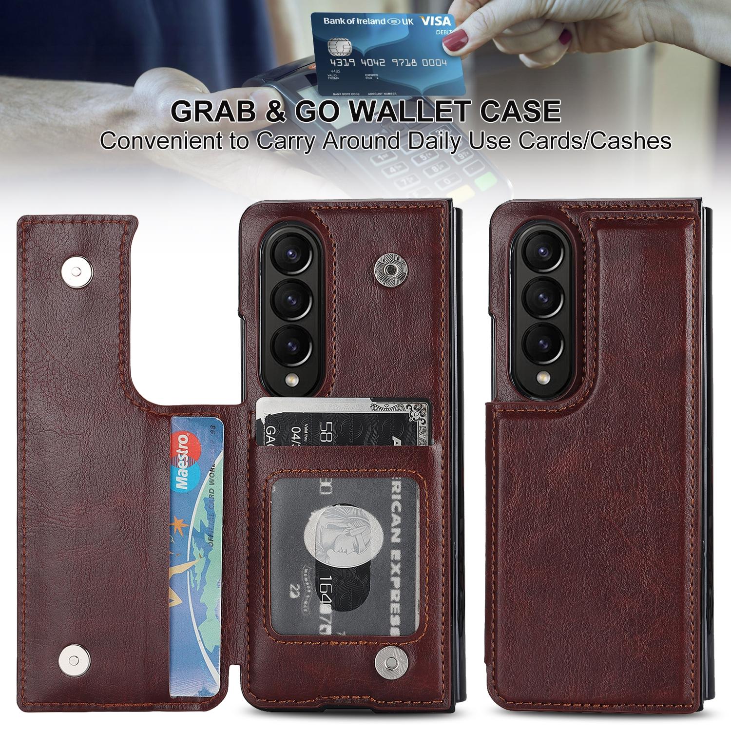For Samsung Galaxy Z Fold4 5G Full Coverage Double Buckle Phone Case - Rose Gold 11