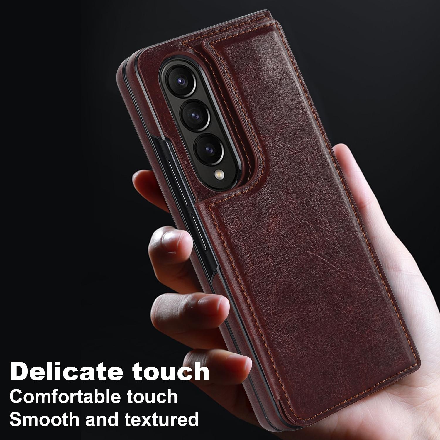 For Samsung Galaxy Z Fold4 5G Full Coverage Double Buckle Phone Case - Rose Gold 12
