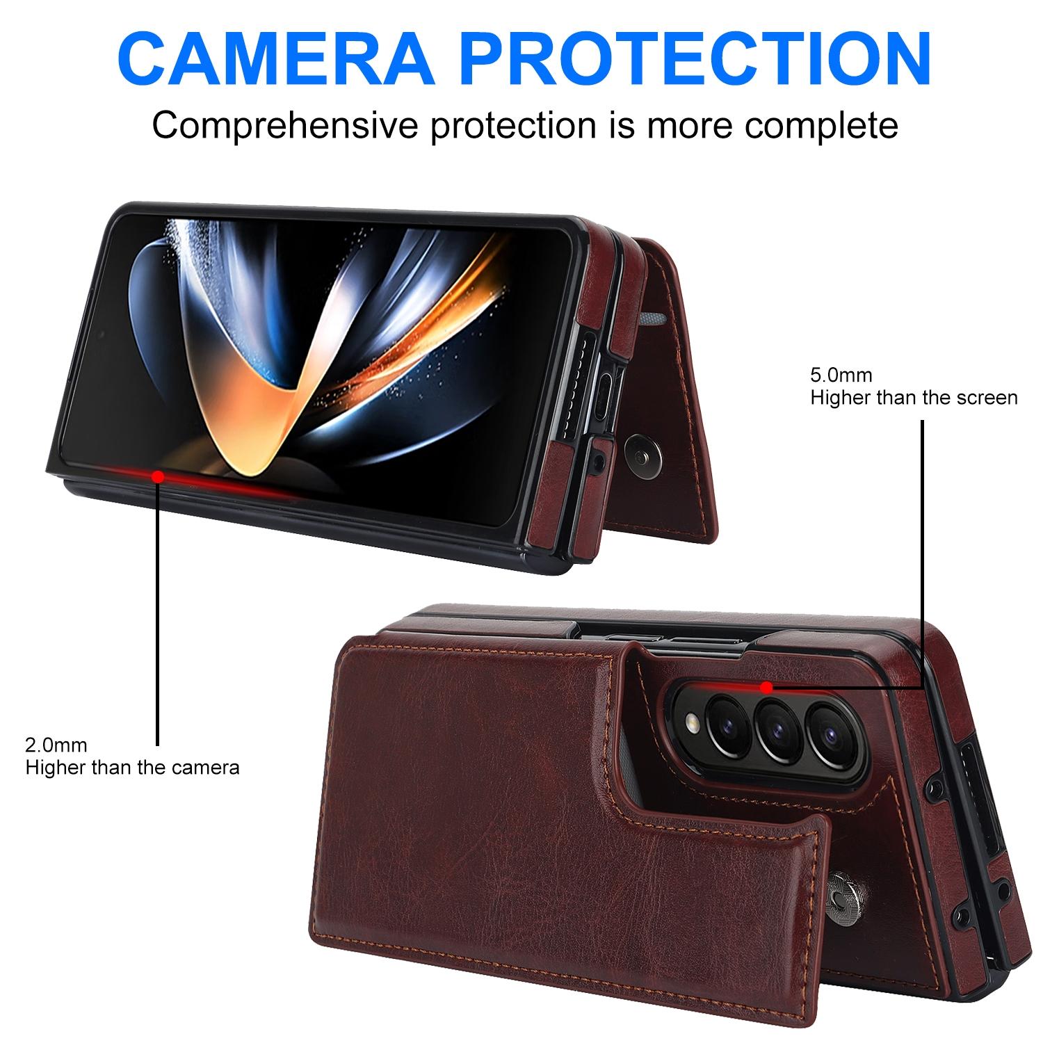 For Samsung Galaxy Z Fold4 5G Full Coverage Double Buckle Phone Case - Rose Gold 15