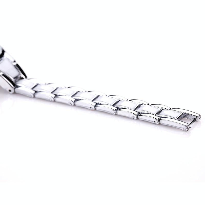Women Stainless Steel Bracelet Watch with Two-tone Dial - Silver Black 4