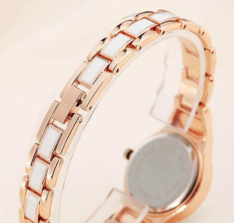Women Stainless Steel Bracelet Watch with Two-tone Dial - Silver Black 7