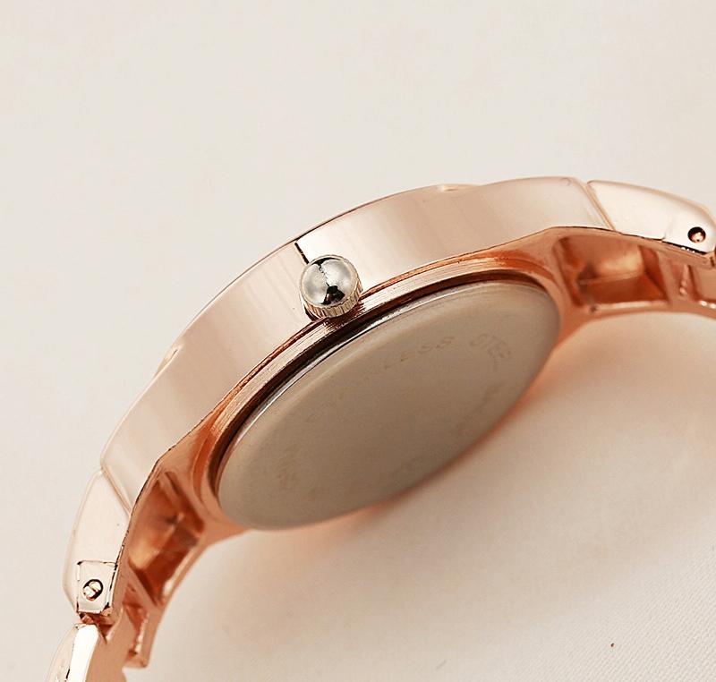 Women Stainless Steel Bracelet Watch with Two-tone Dial - Silver Black 8
