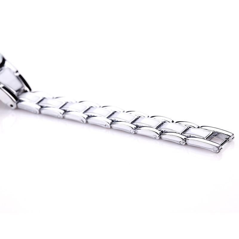 Women Stainless Steel Bracelet Watch with Two-tone Dial - Silver Black 13